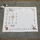 Milestone blanket featuring Harry Potter themes, with numbers 1 to 12, stars, and iconic symbols including a golden snitch.