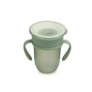 Nouka All Around Cup in moss green with two handles and a secure lid, designed for easy drinking.