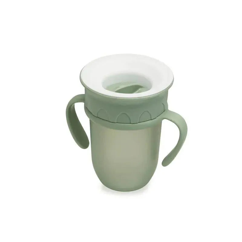 All Around Cup in Moss color, featuring ergonomic handles and a removable lid with a sip opening.
