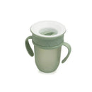 All Around Cup in Moss color, featuring ergonomic handles and a removable lid with a sip opening.