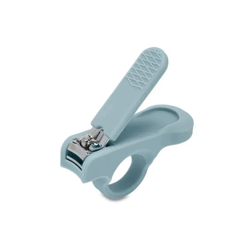 Baby nail clipper in Lily Blue, featuring a curved shape, safety design, and an ergonomically designed handle for easy use.
