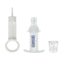 10ml medicine syringe kit including a syringe, a measurement cup, and a protective cover, suitable for administering liquid medicine.