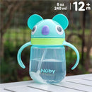 Nuby 360 Flip-It Cup with koala design, 8 oz capacity, features a thin weighted straw and easy-grip handles.