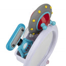 Colorful Nuby astronaut mirror bath toy set featuring a mirror, a robot, and a spaceship design for baby play.