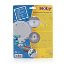 Nuby 3Pk Astronaut Mirror Baby Bathtub Toy Set featuring an astronaut mirror, robot, and UFO illustrations on the packaging.