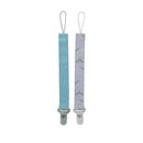 Nuby - Boy 2Pk Printed Fabric Pacifier Clip Holder With Plastic Clip, Green Dots/Gray Arrows Image 1
