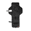 Portable black changing pad with case featuring zippers and straps for secure use and storage.