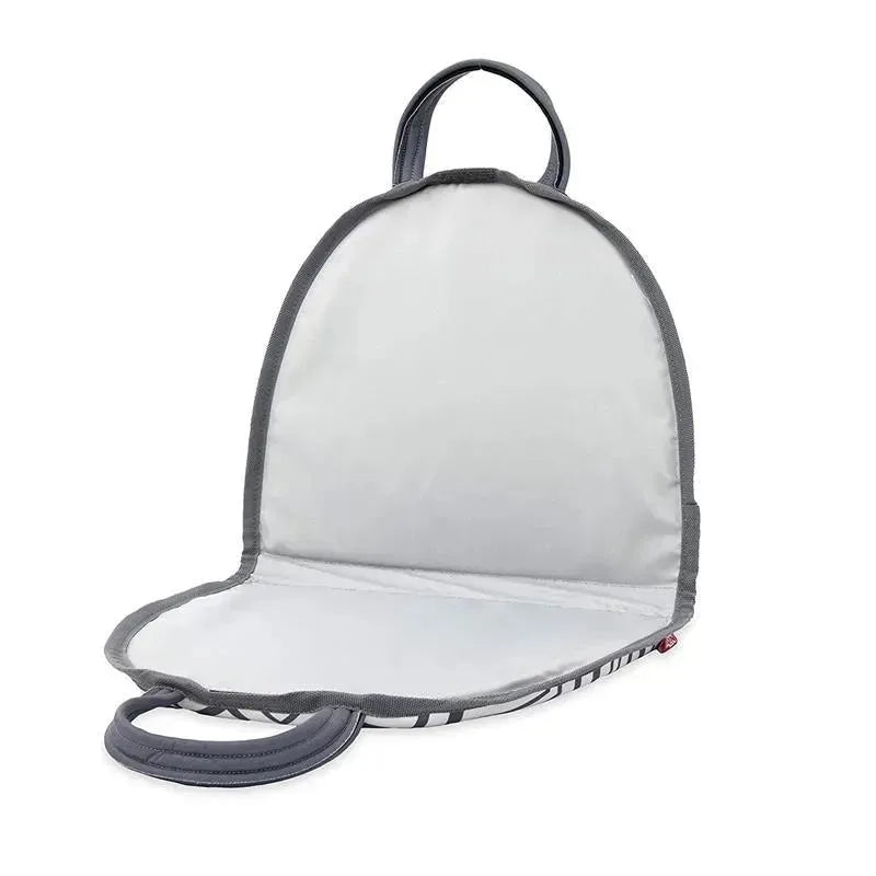 Folding knee pad by Nuby, featuring a gray exterior and a soft inner surface for comfort while kneeling.