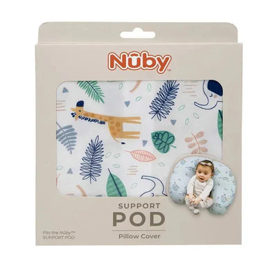 Nuby Dr. Talbots Nursing Pillow Cover in Jungle pattern, featuring playful animals and leaves, designed for the Nuby Support Pod.