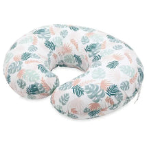 Support Pod nursing pillow featuring a tropical leaf design in pastel colors, ideal for infant and breastfeeding support.