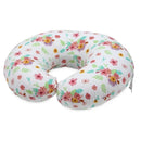 Bright floral nursing support pillow with a U-shape design, designed for infant feeding and breastfeeding comfort.