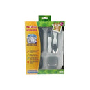 Insulated stainless steel lunch box from Nuby, featuring compartments, a removable insert, and included fork and spoon.