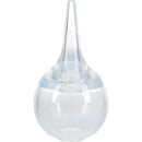 Large bulb nasal aspirator from Nuby, designed for clearing nasal congestion, featuring a clear, bulbous body and a tapered nozzle.