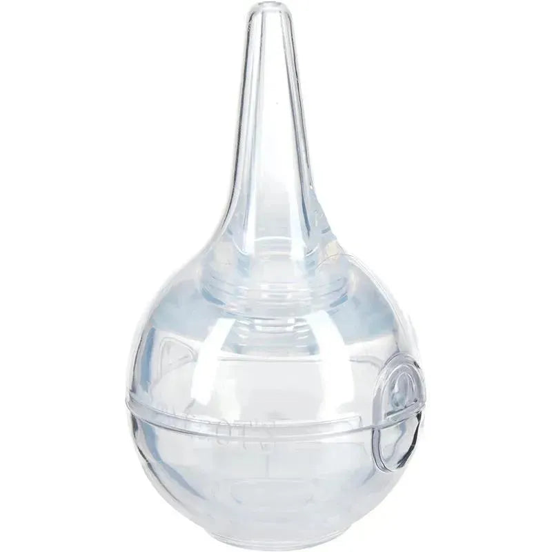 Large bulb nasal aspirator with a hygienic case, featuring a transparent design and a tapered nozzle for safe use.