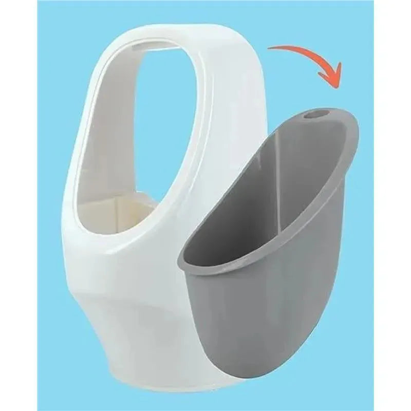 Nuby My Real Urinal Training Toilet features a white base with a grey detachable urinal, designed for potty training.