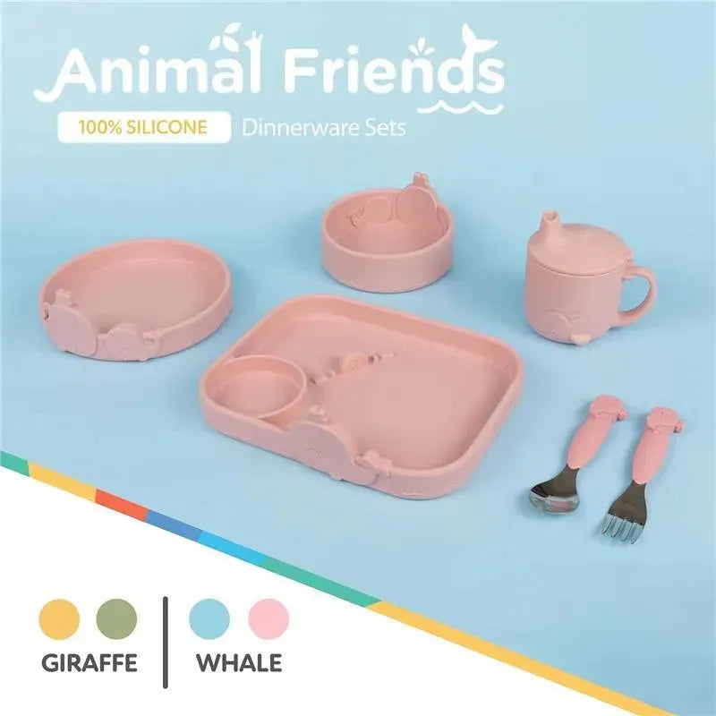 Nuby - Silicone/Stainless Steel Whale Fork & Spoon, Pink Image 4