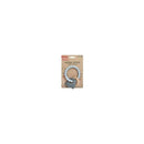 Gray silicone and wood teething bracelet from Nuby, featuring a light blue bead design and an elephant-shaped teether.