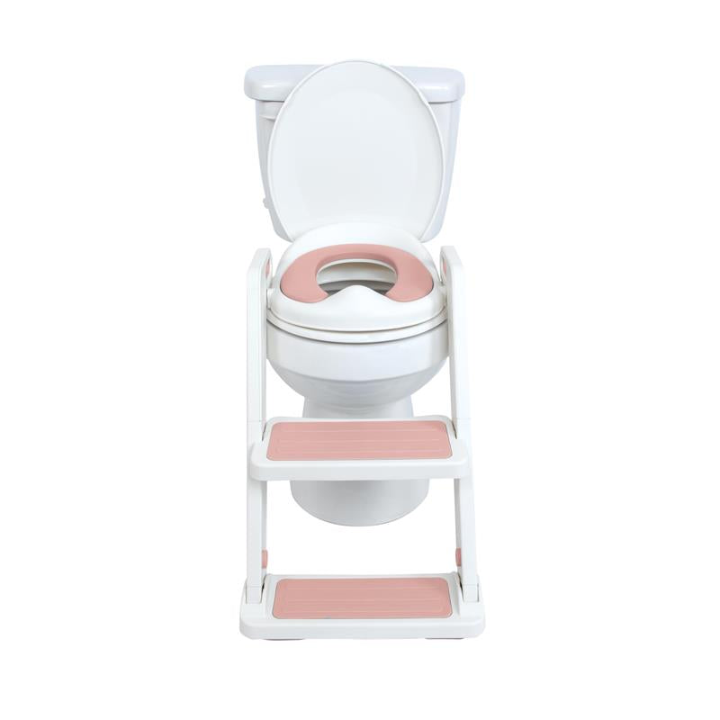 Step ladder toddler potty seat in pink, designed for easy access to toilet training for children.