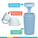 Travel potty urinal for boys, featuring an ergonomic funnel, spill-proof cap, and compact design for easy carrying.