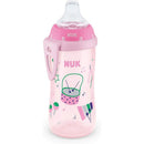 10 oz Nuk Active Cup® featuring a silicone spout and playful music-themed designs in pink and green.