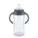 BPA-free 10 oz Nuk learner cup with gray handles, spill-proof design, and star pattern.