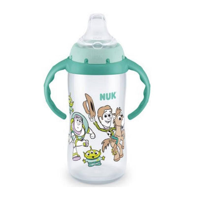 Nuk Disney Toy Story learner cup for boys, 10 oz, featuring Buzz Lightyear, Woody, and other characters with easy-grip handles.