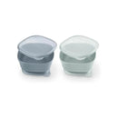 NUK - For Nature 2Pk Suction Bowl & Lid featuring two square bowls in light gray and mint green, each with matching lids.