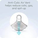 Anti-Colic Air Vent nipple design helps reduce colic, gas, and spit-up for better feeding experience.