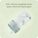 Nature Everlast Weighted Straw Cup features a clear container with a soft silicone straw that moves with the liquid.
