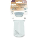 NUK Nature Everlast Weighted Straw Cup featuring a leak-proof design, clear body, and gray lid; holds 10 oz (300 mL).