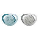 Nuk NFN Next Gen Classic Pacifier 2PK for 6-18 months, featuring a teal and gray design with marbled circular shields.