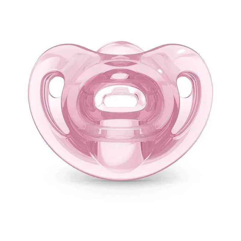 Three pink NUK pacifiers in size 1, designed for girls, featuring a comfortable shape and ventilation holes.