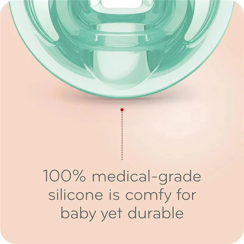 Nuk pacifier made of 100% medical-grade silicone, designed for comfort and durability for babies.
