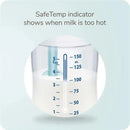 Nuk Smooth Flow Pro Anti-Colic Baby Bottle, 5oz, with SafeTemp indicator showing milk temperature scale.