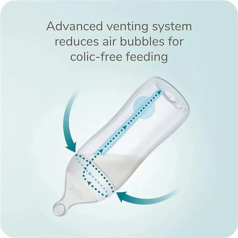 Nuk Smooth Flow Pro Anti-Colic Baby Bottle, 5oz, featuring an advanced venting system to reduce air bubbles.