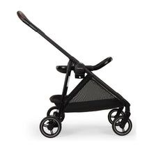 Nuna Flex System Frame in Caviar with PIPA™ Series Adapter, showcasing a sleek black design and mesh storage.