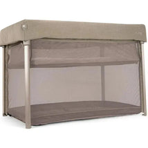Nuna Paal Playard in Cedar color featuring a breathable mesh design and a removable, padded mattress.