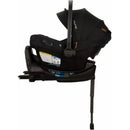 Nuna PIPA™ aire rx Infant Car Seat in granite color, featuring a protective canopy and safety labels on the side.