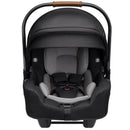 Nuna PIPA™ rx infant car seat in Caviar/Cognac with a padded interior and adjustable canopy.