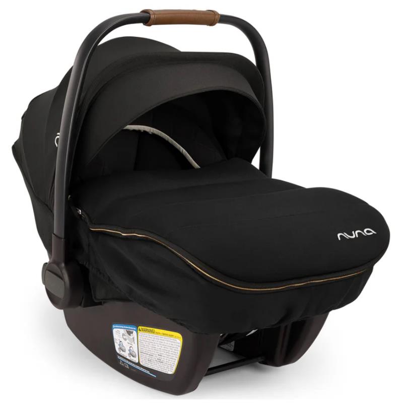 Nuna PIPA™ Series Winter Footmuff in Caviar color, designed for warmth in infant car seats, featuring a sleek black exterior.