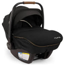 Nuna PIPA™ Series Winter Footmuff in Caviar color, designed for warmth in infant car seats, featuring a sleek black exterior.