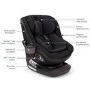 Nuna REVV™ maxx Rotating Convertible Car Seat in Caviar with features like 360° rotation, 10-position recline, and steel strength technology.
