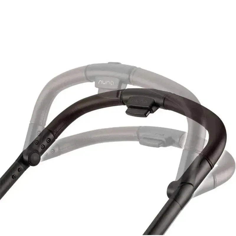 Nuna SWIV™ Stroller handlebar featuring adjustable height and locking mechanism with a sleek black finish.