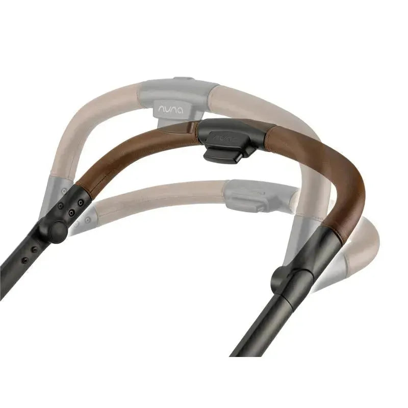 Nuna SWIV™ Stroller handle with leather grip and adjustable mechanism showcased in granite color.