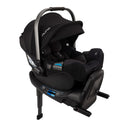 Nuna Triv Lx + Pipa Rx travel system bundle in caviar, featuring a black infant car seat with adjustable canopy and safety harness.