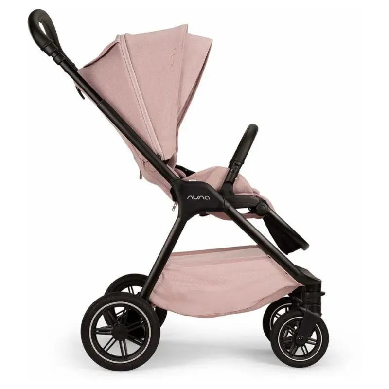 Nuna TRIV™ next stroller in Thistle color, showcasing a sleek design with a magnetic buckle, adjustable canopy, and sturdy wheels.