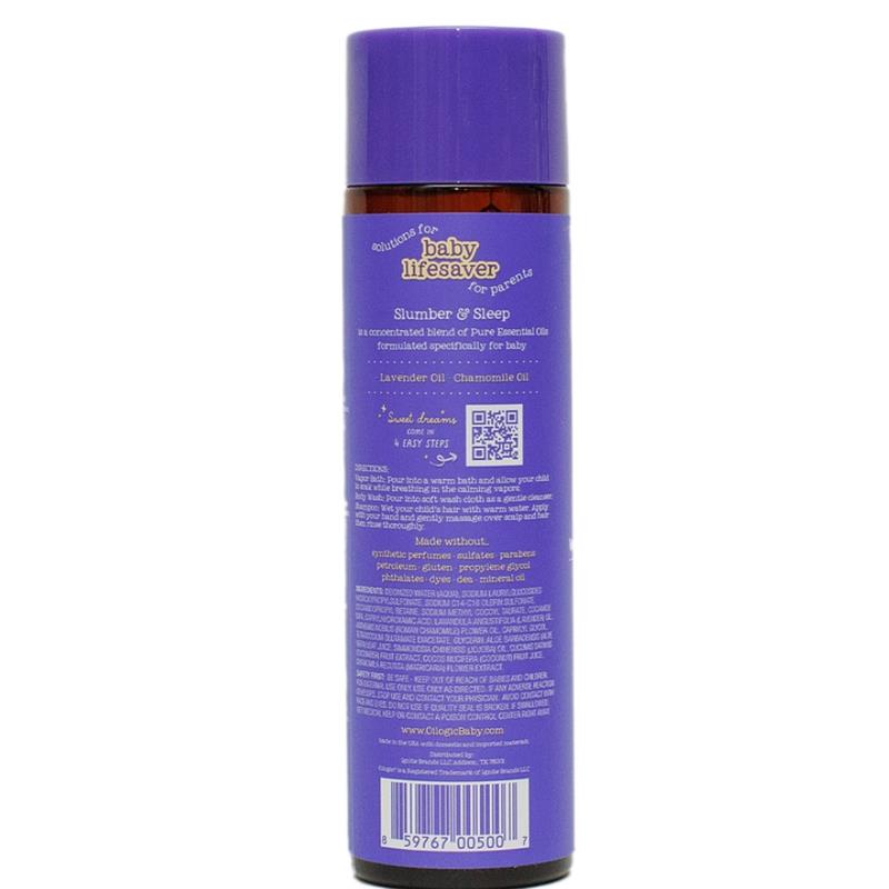 Oilogic Baby Slumber & Sleep 3-in-1 Vapor Bath, Shampoo & Body Wash, featuring lavender and chamomile essential oils.
