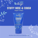 Blue tube of Oilogic Baby Soothing Vapor Cream for stuffy nose and cough, featuring essential oils and a floral design.
