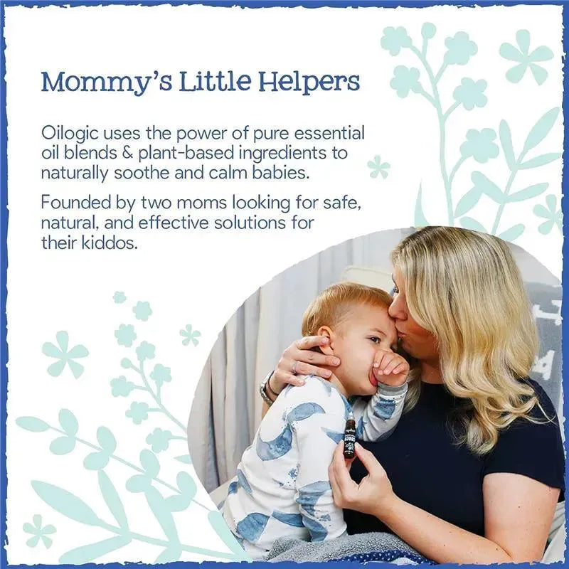 Oilogic Baby vapor bath relief, featuring a mom and child, emphasizes natural soothing ingredients for babies.