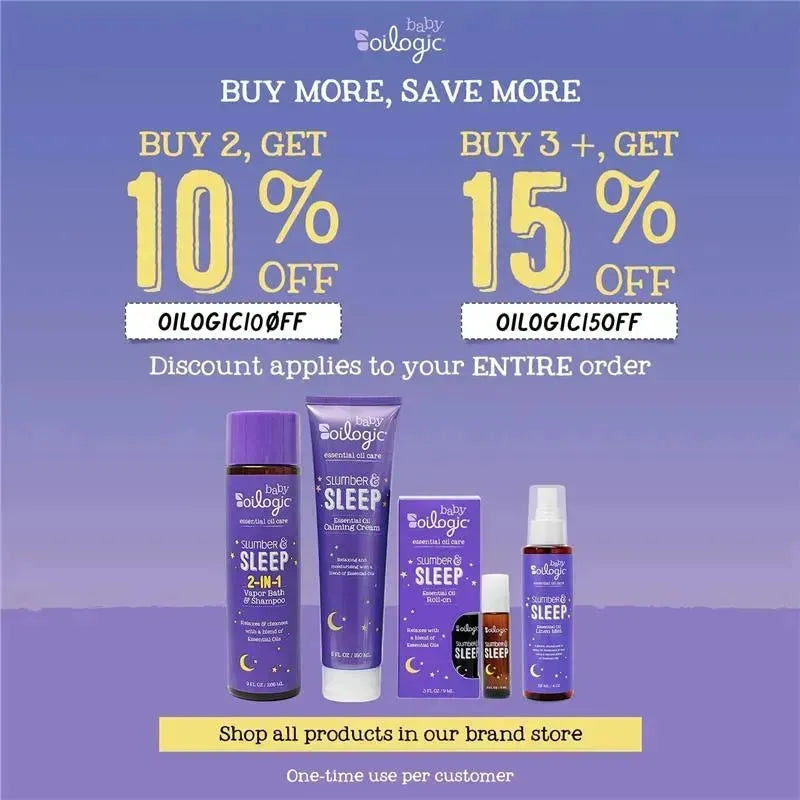 Oilogic Kids Bug Bites & Itches Roll-On Essential Oil with promotional offer details on discounts for multiple purchases.